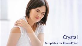  Presentation with shoulder pain - Colorful PPT layouts enhanced with suffering from pain in shoulder backdrop and a sky blue colored foreground