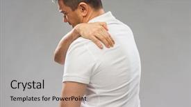  Presentation with back pain - Slides featuring suffering from pain in upper background and a light gray colored foreground