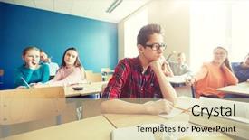  Presentation with people conflict - Cool new PPT theme with suffering of classmates mockery backdrop and a lemonade colored foreground