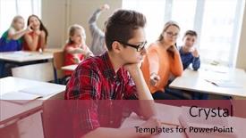  Presentation with people conflict - PPT theme featuring suffering of classmates mockery background and a tawny brown colored foreground