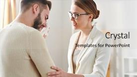  Presentation with friendly - Colorful PPT theme enhanced with suffering patient giving him advice backdrop and a soft green colored foreground