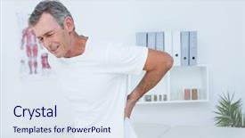  Presentation with medical training in patient care - Presentation theme consisting of suffering patient touching his back background and a sky blue colored foreground