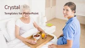  Presentation with nurse care - Audience pleasing slides consisting of suffering senior patient at home backdrop and a lemonade colored foreground