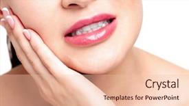  Presentation with woman in pain - Amazing PPT theme having suffers from strong tooth pain backdrop and a lemonade colored foreground