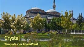  Presentation with museum artifacts tools - Cool new theme with sufism - mevlana museum and mausoleum backdrop and a tawny brown colored foreground