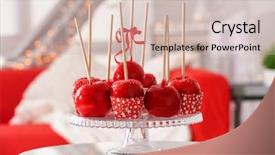  Presentation with glass - Presentation theme consisting of sugar aplle - composition of delicious toffee apples background and a soft green colored foreground