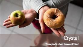  Presentation with donuts - Presentation design enhanced with sugar aplle - woman hold an apple background and a tawny brown colored foreground