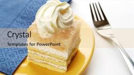  Presentation with yellow paper - PPT layouts enhanced with sugar aplle fruit - apple dessert with whipped cream background and a lemonade colored foreground