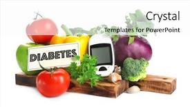  Presentation with diabetes digital - Slide deck with sugar beets - digital glucometer and vegetables background and a white colored foreground