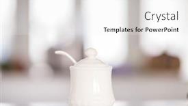  Presentation with sugar - Slides having sugar bowl on shelf in kitchen background and a white colored foreground