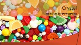  Presentation with sweet candy - Theme having confectionary - assorted variety of sweet sugar background and a red colored foreground