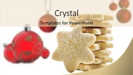  Presentation with shapes - Presentation theme consisting of sugar coated shortbread cookies in star shapes stacked up - on a white background with space for text background and a blonde colored foreground
