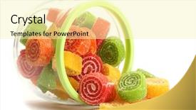  Presentation with jelly - Cool new slides with sugar crystal - colorful jelly candies in glass backdrop and a blonde colored foreground