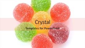  Presentation with jelly - PPT theme with sugar crystal - colorful jelly candies isolated background and a coral colored foreground