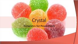  Presentation with jelly - Presentation design with sugar crystal - colorful jelly candies isolated background and a coral colored foreground