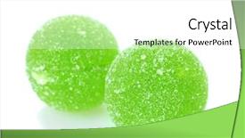  Presentation with green and white - Cool new slide deck with sugar crystal - green jelly candies isolated backdrop and a white colored foreground