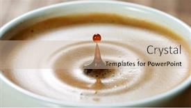  Presentation with coffee cup - Audience pleasing PPT theme consisting of sugar-cube-falling backdrop and a soft green colored foreground