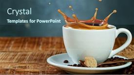  Presentation with sugar - Amazing PPT theme having sugar-cube-falling backdrop and a ocean colored foreground