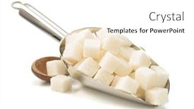  Presentation with sugar cubes - Audience pleasing theme consisting of sugar cubes in scoop isolated on white background backdrop and a white colored foreground