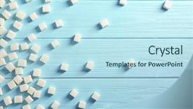  Presentation with sugar cubes - Slide deck having sugar cubes on color wooden background background and a sky blue colored foreground