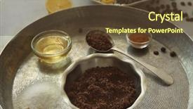  Presentation with olive oil - Cool new PPT layouts with sugar olive oil and coffee backdrop and a tawny brown colored foreground