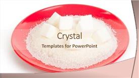  Presentation with dental caries and sugar - Presentation enhanced with sugar on a red plate background and a  colored foreground