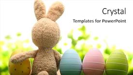  Presentation with rabbit - PPT theme featuring sugar rabbit and easter eggs background and a white colored foreground
