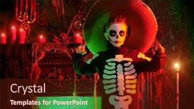  Presentation with sugar skull - Cool new slide deck with sugar skull child boy in an old magic castle dia de los muertos day of the dead halloween fairy tales children's horror stories backdrop and a tawny brown colored foreground