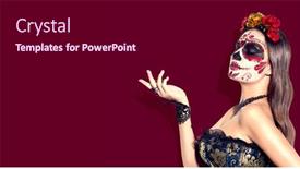  Presentation with sugar skull - Presentation theme consisting of sugar-skull-makeup-halloween-party background and a dark gray colored foreground