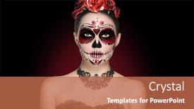  Presentation with sugar skull - Colorful slide deck enhanced with sugar-skull-makeup-halloween-party backdrop and a coral colored foreground