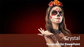  Presentation with sugar skull - Theme having sugar-skull-makeup-halloween-party background and a tawny brown colored foreground