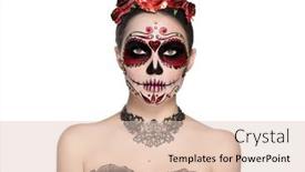  Presentation with sugar skull - Amazing theme having sugar-skull-makeup-halloween-party backdrop and a lemonade colored foreground