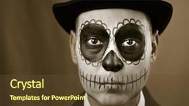  Presentation with top hat - Theme enhanced with sugar skulls - portrait of a man background and a  colored foreground