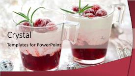  Presentation with pudding - Theme consisting of sugared cranberries for christmas background and a  colored foreground