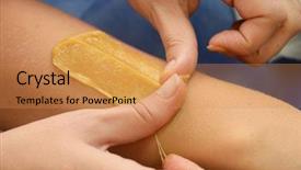  Presentation with sugaring - Cool new theme with sugaring epilation with liquate sugar at legs backdrop and a gold colored foreground