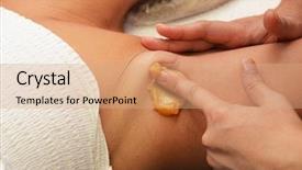  Presentation with sugaring - PPT theme with sugaring epilation with liquate sugar at armpit background and a coral colored foreground