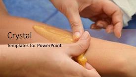  Presentation with sugaring - Colorful slide deck enhanced with sugaring epilation with liquate sugar at legs backdrop and a coral colored foreground