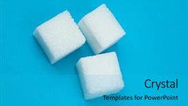  Presentation with sugar cubes - Audience pleasing theme consisting of sugars against a blue background backdrop and a teal colored foreground