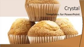  Presentation with muffins - Colorful presentation theme enhanced with sugary muffins isolated on a white background backdrop and a gold colored foreground