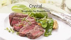  Presentation with beef steak bbq strip steak - Beautiful PPT theme featuring suger - beef steak medium cut backdrop and a blonde colored foreground