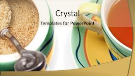  Presentation with green tea - Colorful presentation theme enhanced with suger cane - close up of a cup backdrop and a lemonade colored foreground