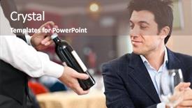  Presentation with waiter - Cool new theme with suggestion - waiter suggesting a bottle backdrop and a gray colored foreground