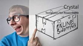  Presentation with online shopping - Presentation theme having suggesting online shopping background and a light gray colored foreground