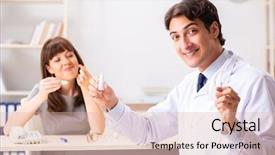  Presentation with ophthalmologist - PPT theme consisting of woman visiting male doctor ophthalmologist background and a lemonade colored foreground