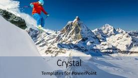  Presentation with fresh man chemistry - PPT theme featuring suisse - man skiing on fresh powder background and a teal colored foreground