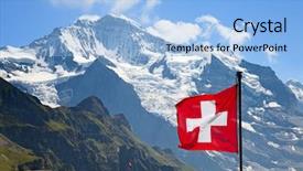  Presentation with region - PPT theme having suisse - swiss flag on the top background and a light blue colored foreground