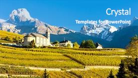  Presentation with vineyards - Colorful presentation theme enhanced with suisse - vineyards below church at conthey backdrop and a teal colored foreground
