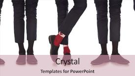  Presentation with socks - Presentation design consisting of business men standing - man leg in suit background and a coral colored foreground