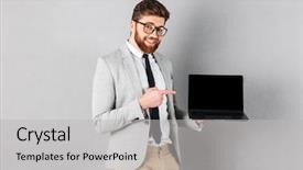  Presentation with laptop blank screen - Presentation design with  background and a  colored foreground