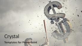  Presentation with golden dollar sign - Amazing presentation design having suit and hat crashing dollar backdrop and a  colored foreground